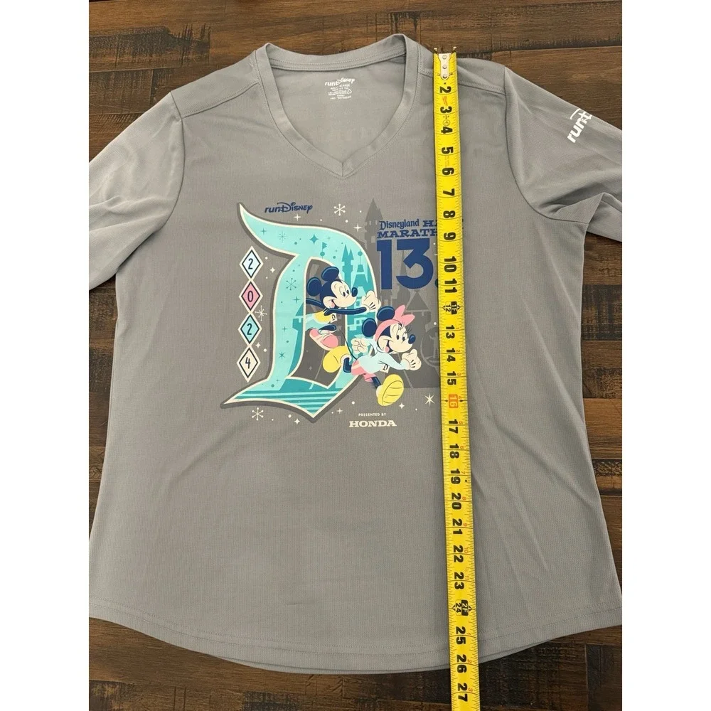 2024 Disney Disneyland Half Marathon RunDisney L/S Grey V Shirt XL Mickey Minnie